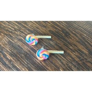 Lollipop Earrings - Sucker Earrings‎ - Rainbow - Girls Jewelry- Pierced